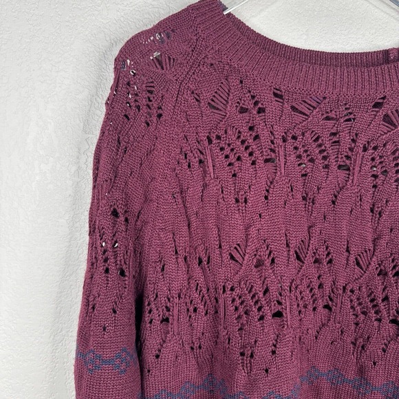 Opening Ceremony Sweater Women's Medium Burgundy Striped 100% Wool Long Sleeve - Picture 3 of 13